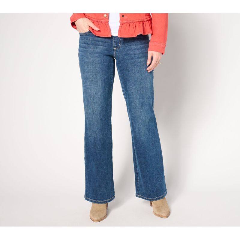 Belle By Kim Gravel Women's Pants Sz 4 Reg Crosshatch Denim Relaxed Blue A655026